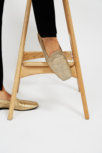 Mocasín NY metalizado oro
