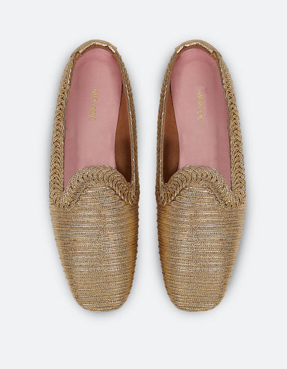 Mocasín NY metalizado oro